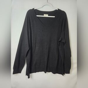 Lucky Brand Charcoal Knit Top V-Neck Size XXL